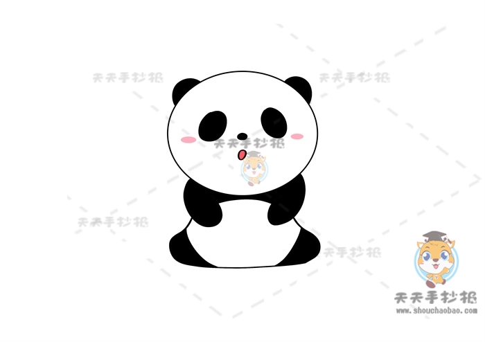 圆润可爱的熊猫简笔画彩绘教程，超萌熊猫简笔画画法步骤