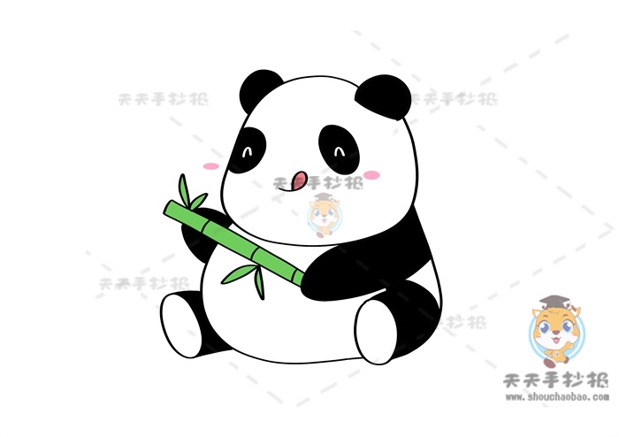 Q版熊猫简笔画详细步骤，卡通熊猫简笔画怎么画好看