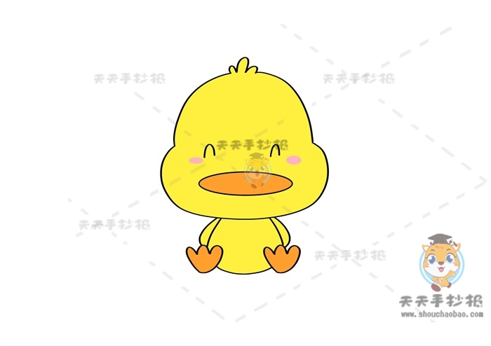 萌萌哒的鸭子简笔画画法步骤，卡通黄色鸭子简笔画怎么画好看