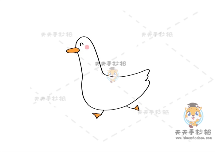 动态卡通鸭子简笔画教学步骤，简单的鸭子简笔画画法教程