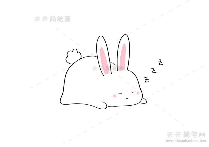 趴着睡的兔子简笔画步骤教程,睡觉的小兔子简笔画怎么画 天天手抄报