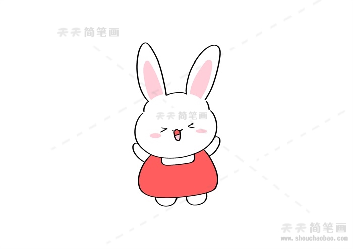 站着的兔子简笔画全身有颜色教程，轻松画一幅小兔子简笔画