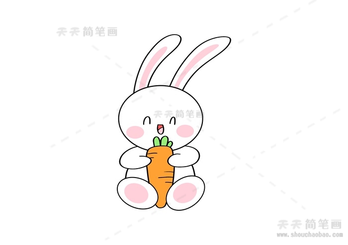 坐着的兔子简笔画可爱教程6步教你画萌萌哒的小兔子