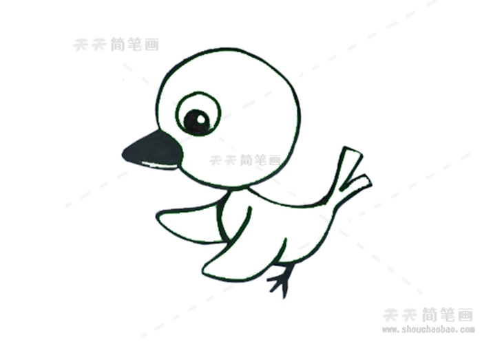 小鸟简笔画最简单画法超容易，美术小鸟怎么画简单又好看