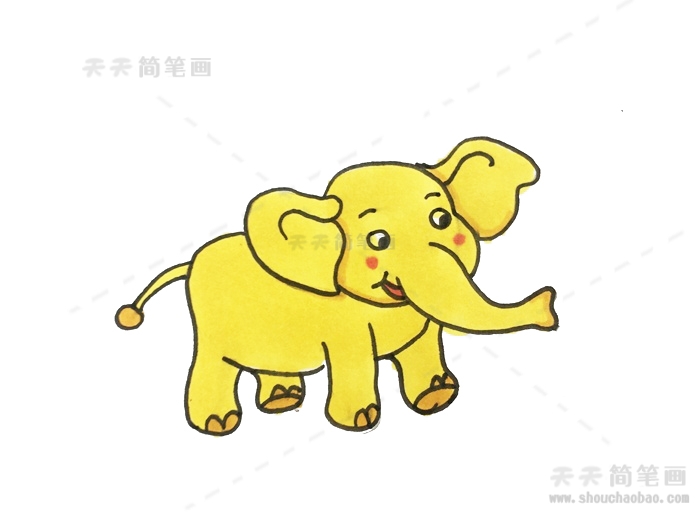 儿童简笔画大象带颜色，大象简笔画可爱又简单