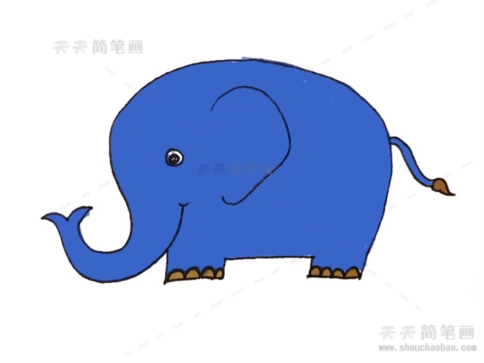 大象简笔画带颜色漂亮，教小孩画大象的简笔画