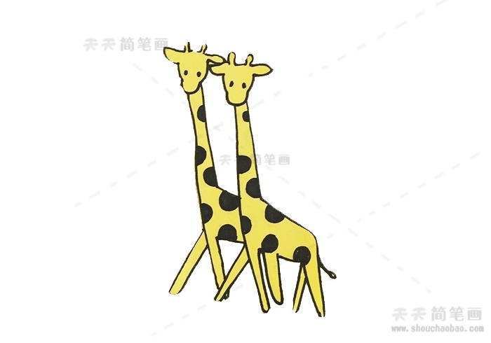 可爱小长颈鹿简笔画涂色，长颈鹿最简单的简笔画怎么画