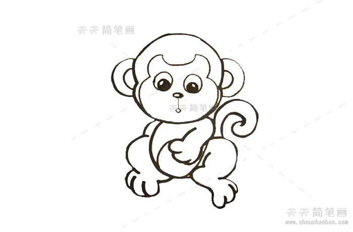 1-3岁宝宝猴子简笔画教程，怎么画小猴子简笔画