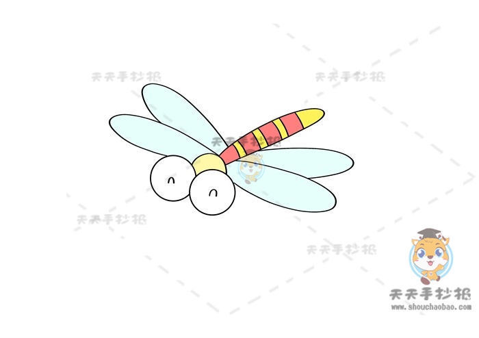 小动物蜻蜓简笔画怎么画，超级简单的蜻蜓简笔画教程模板