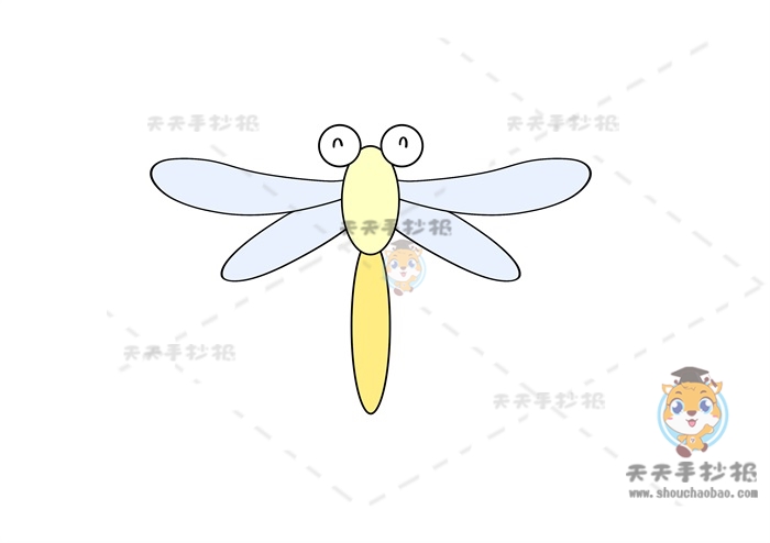 蜻蜓简笔画步骤图片教程，超简单的蜻蜓简笔画画法模板