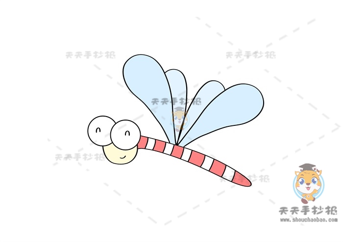 小学生蜻蜓简笔画画法教程，彩色的蜻蜓简笔画怎么画最可爱