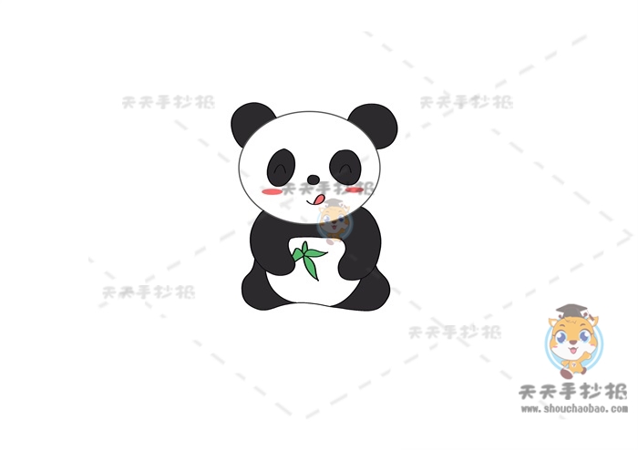 圆润可爱的大熊猫简笔画彩绘教程，超萌大熊猫简