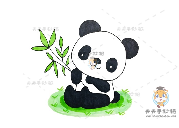 如何画卡通大熊猫简笔画简单又好看，可爱大熊猫