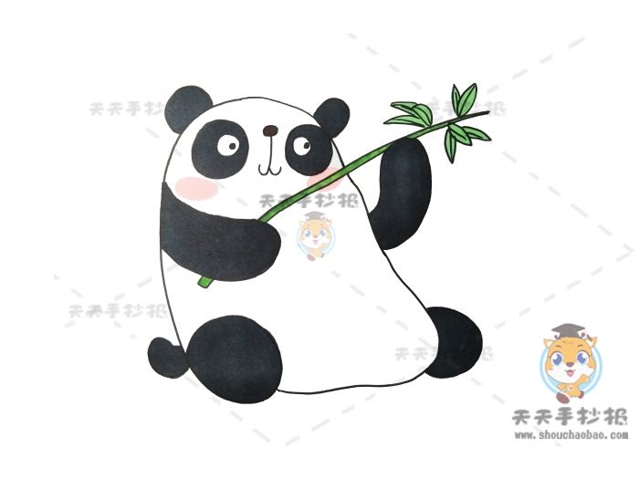 国宝大熊猫简笔画简单又好看画法，简单易学的大熊猫简笔画怎么画