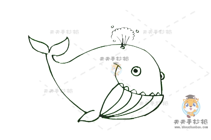 动物鲸鱼简笔画简易画法，鲸鱼简笔画怎么画最可