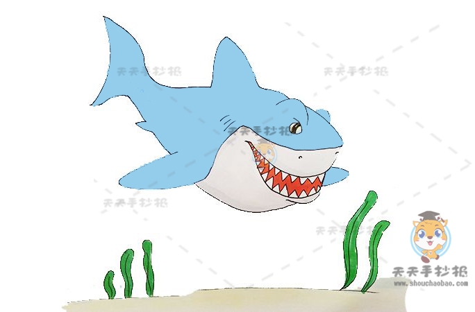 巨型鲨鱼简笔画详细步骤，如何画简单的巨型鲨鱼
