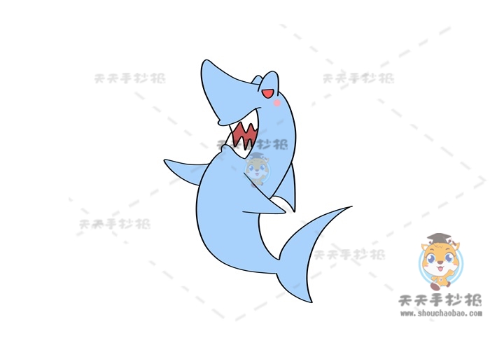 3-4年级儿童鲨鱼简笔画画法，鲨鱼简笔画详细步骤教学