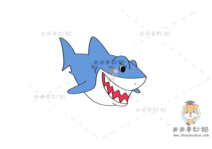 超级简单的鲨鱼简笔画手绘图片教程，动手画一幅可爱的鲨鱼简笔画