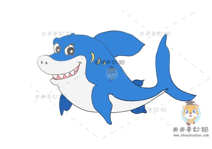 简单又可爱的鲨鱼简笔画画法步骤，如何绘制一幅鲨鱼简笔画
