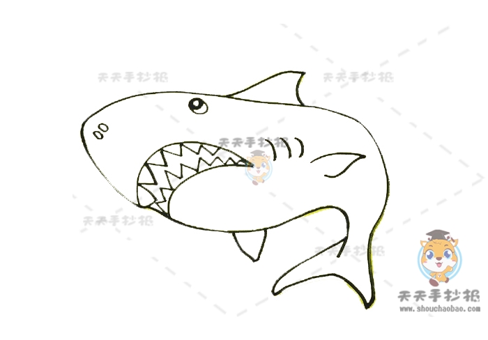 儿童喜欢的鲨鱼简笔画画法，怎样绘制鲨鱼简笔画最可爱