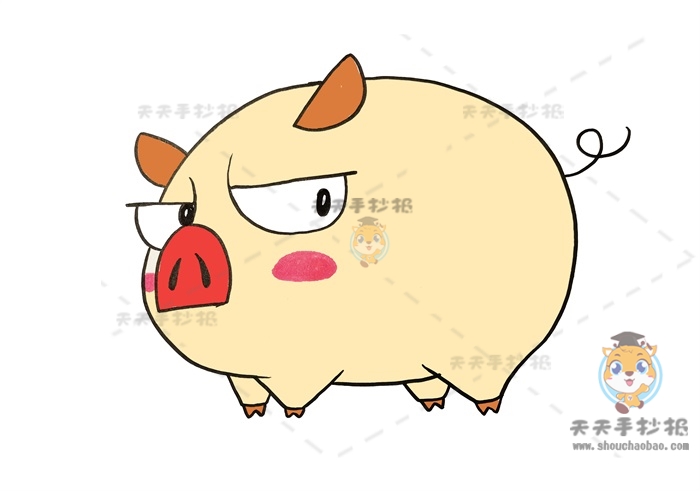 怎么画一只生动的卡通小猪，趣味小猪简笔画模板绘制教程