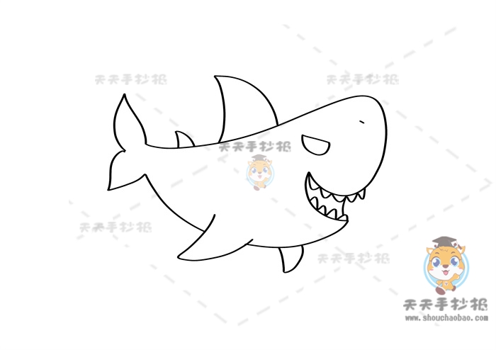 如何绘制鲨鱼简笔画简单可爱，4-6年级可爱的鲨鱼简笔画