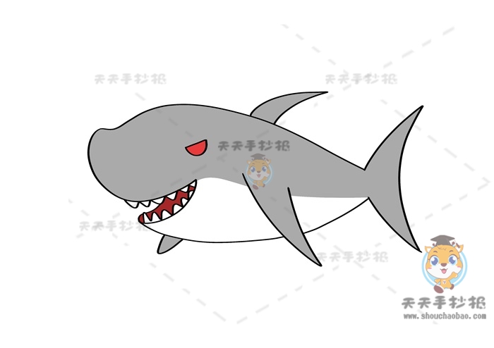 儿童鲨鱼简笔画怎么画可爱，教你如何画鲨鱼简笔画