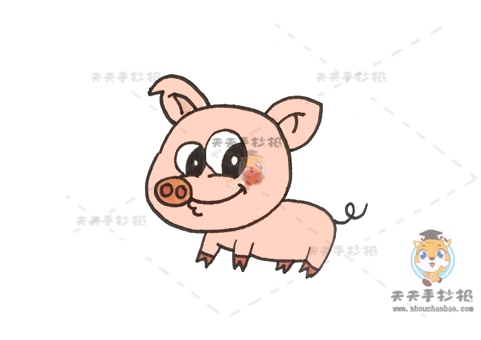 简单的卡通小猪简笔画怎么画，儿童喜爱的小猪简
