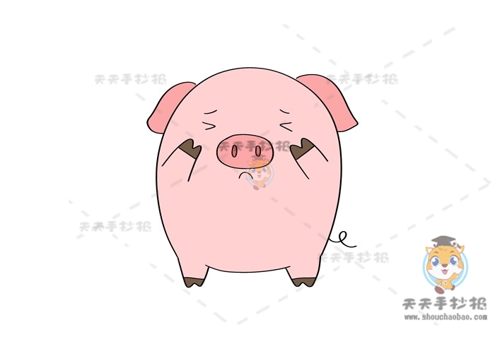 呆萌可爱小猪简笔画怎么画，好看的小猪简笔画模