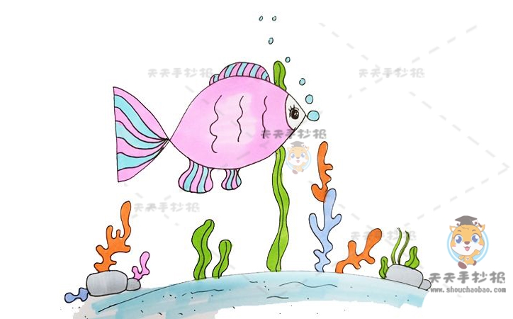 幼儿园小朋友怎么画小鱼简笔画，一步一步画可爱的小鱼简笔画