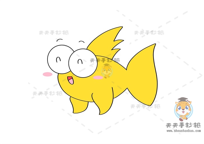 萌萌哒鱼简笔画带颜色画法教程，小宝宝喜欢的鱼简笔画怎么画