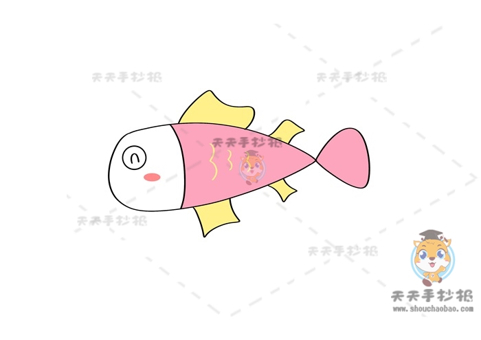活泼可爱的鱼简笔画教程模板，怎样画鱼简笔画步骤少简单