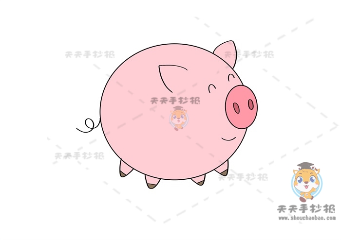 怎么画一只可爱又圆润的卡通小猪，简单又有趣的小猪简笔画详细步骤