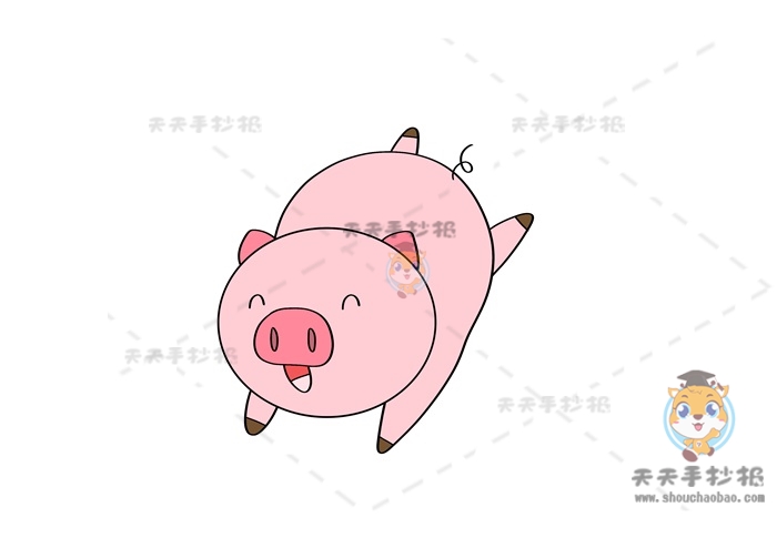 呆萌又可爱小猪简笔画怎么画，一步一步教你画一只卡通小粉猪