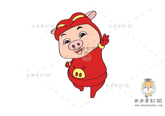 卡通动漫形象猪猪侠简笔画画法，手绘猪猪侠简笔画详细步骤