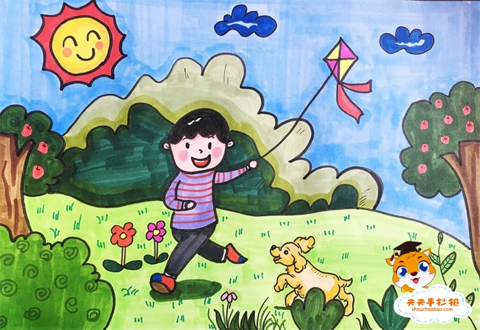 快乐的六一儿童画怎么画，小学生庆祝六一儿童画教程