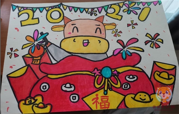 牛年春节儿童画