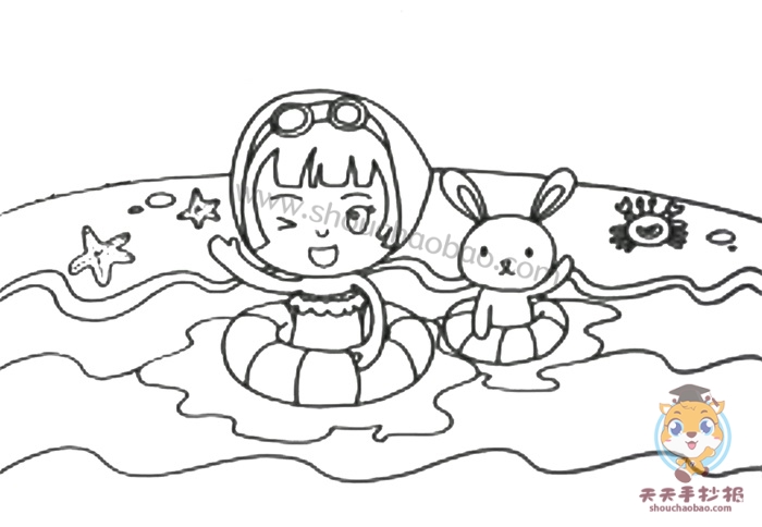 游泳安全儿童画