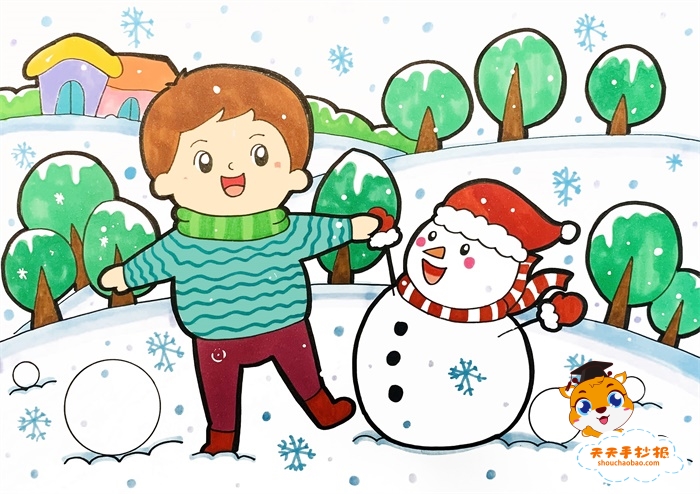 冬天儿童画画大全简单漂亮教程，关于冬天的绘画作品一等奖
