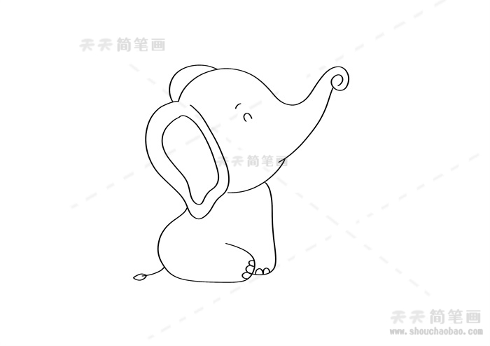 可爱的卡通大象简笔画教程