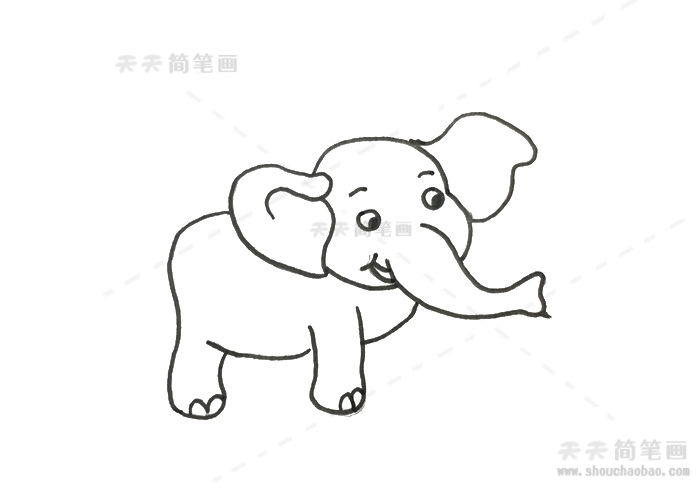 儿童简笔画大象带颜色