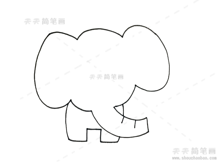 喷水的大象幼儿简笔画