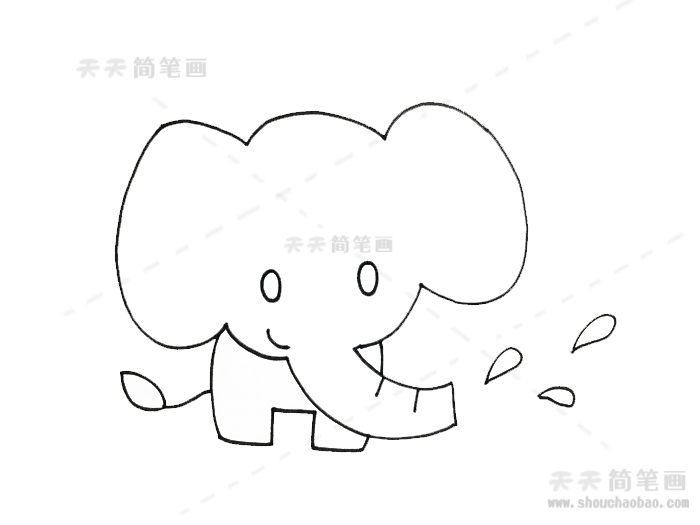 喷水的大象幼儿简笔画