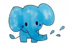 喷水的大象幼儿简笔画，大象喷水的简笔画教程