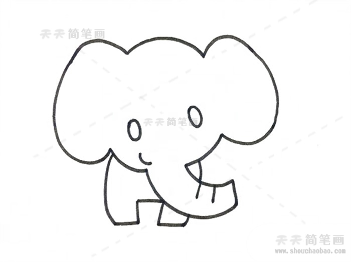 大象喷水简笔画教程