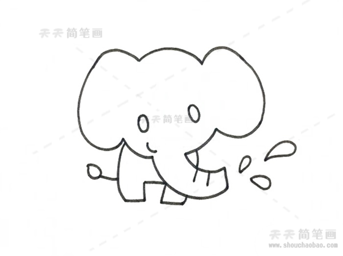 大象喷水简笔画教程，怎样画大象简笔画简单好看- 天天手抄报