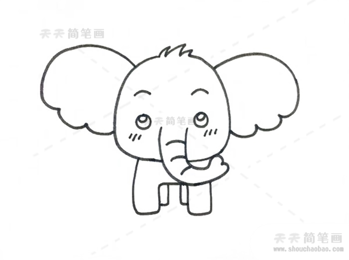 超级可爱的大象简笔画教程