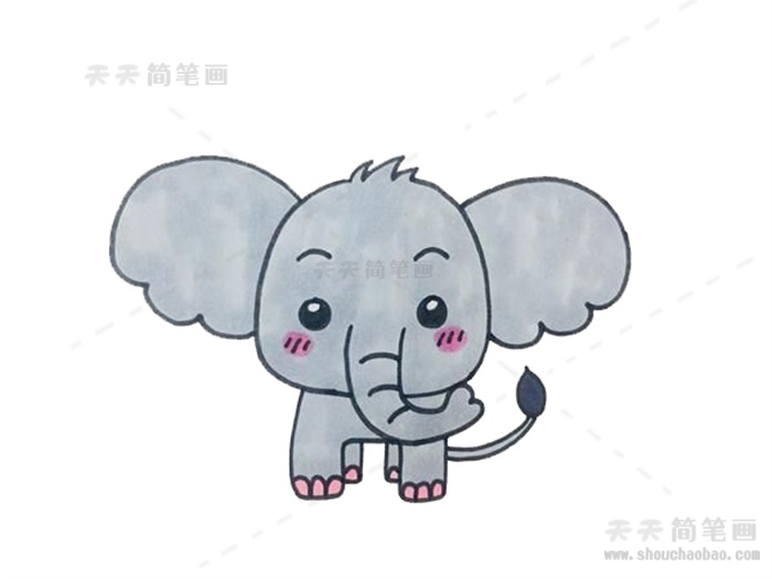 超级可爱的大象简笔画教程