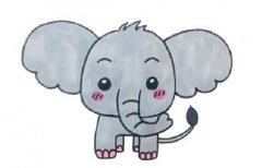 超级可爱的大象简笔画教程，大象简笔画彩色可爱卡通版