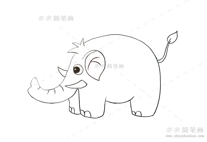 如何画一只大象简笔画